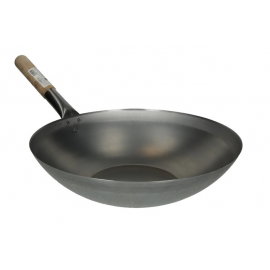 Flat Wok with Wooden Handle (33 cm)
